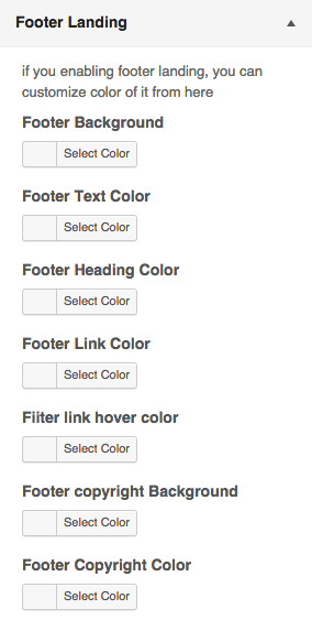 Footer Landing Setup