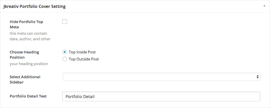 JKreativ Portfolio Cover Setting
