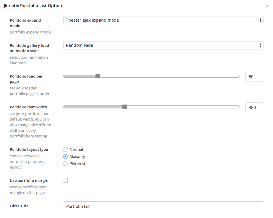 JKreativ Portfolio List Option