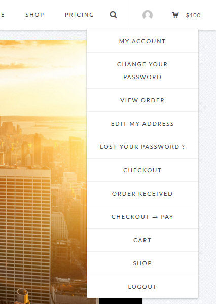 My Account - Top Navigation