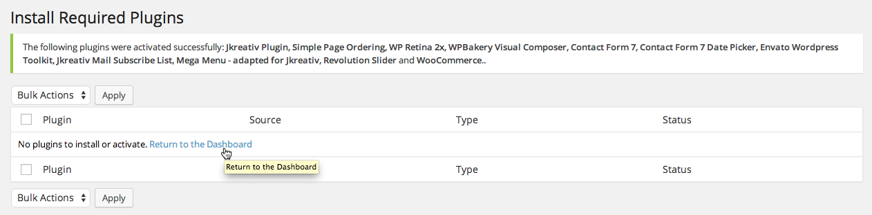 Successfully Install Required Plugins