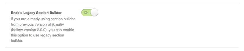 Enable Legacy Section Builder