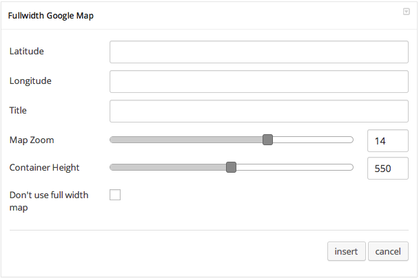 Fullwidth Google Map Settings