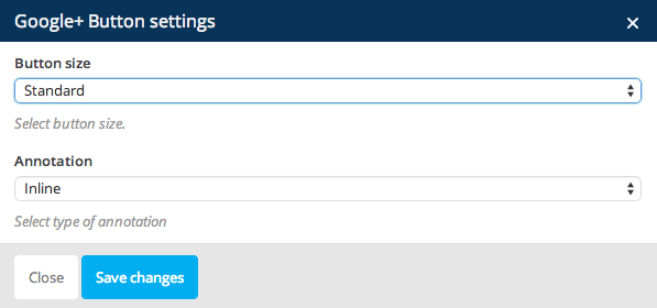 Google+ Button Settings