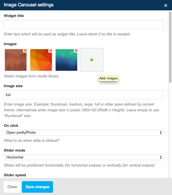 Image Carousel Settings