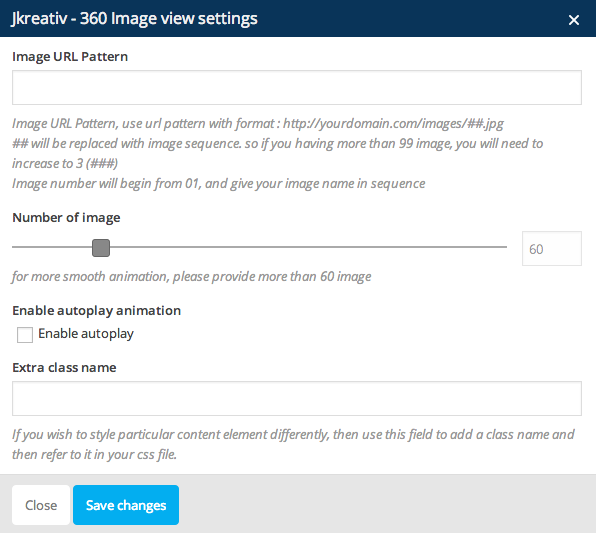 JKreativ - 360 Image Settings