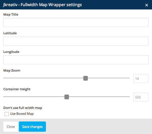 JKreativ - Fullwidth Map Wrapper Settings
