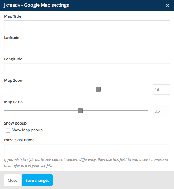 JKreativ - Google Map Settings