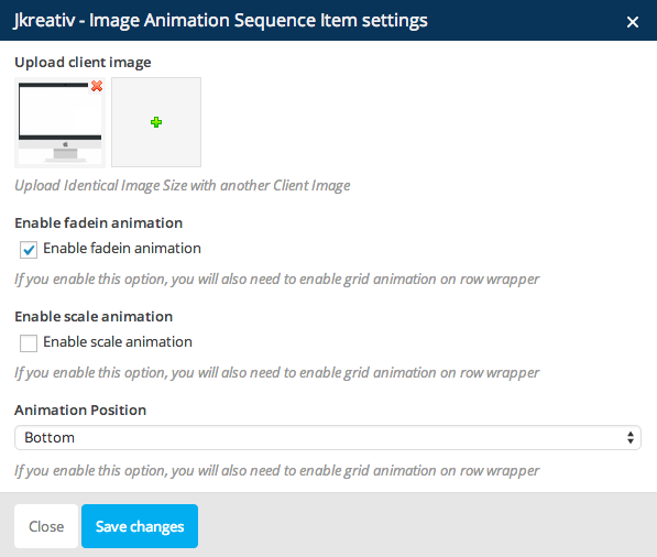 JKreativ - Image Animation Sequence Settings