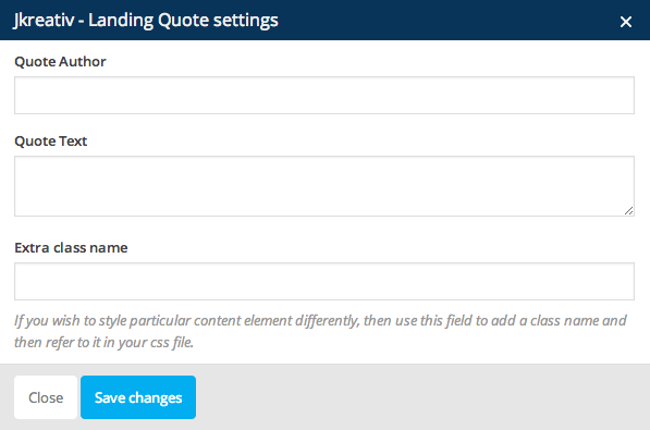 JKreativ - Landing Quote Settings