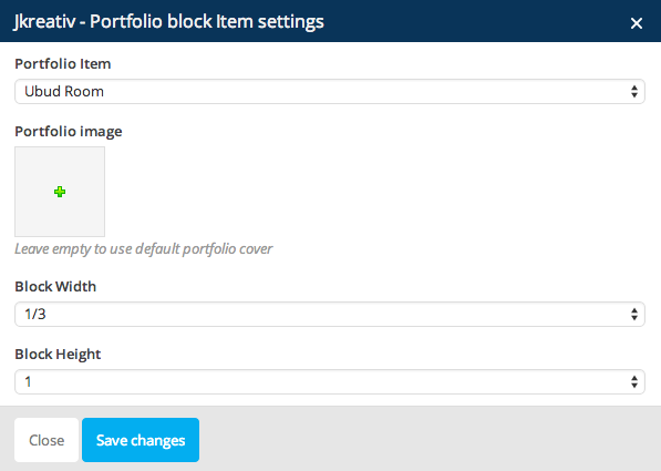 JKreativ - Portfolio Block Item Settings