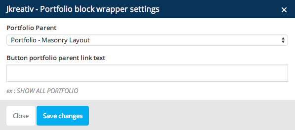JKreativ - Portfolio Block Wrapper Settings