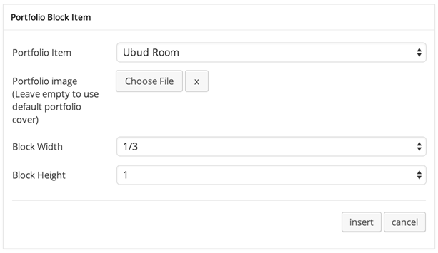 Portfolio Block Item Settings