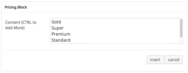 Pricing Block Setting