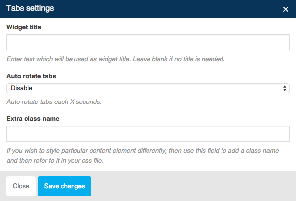 Tabs - General Settings
