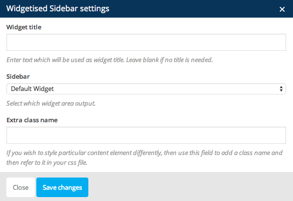 Widget Sidebar Settings