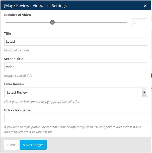 Jmagz Review Video List Setting