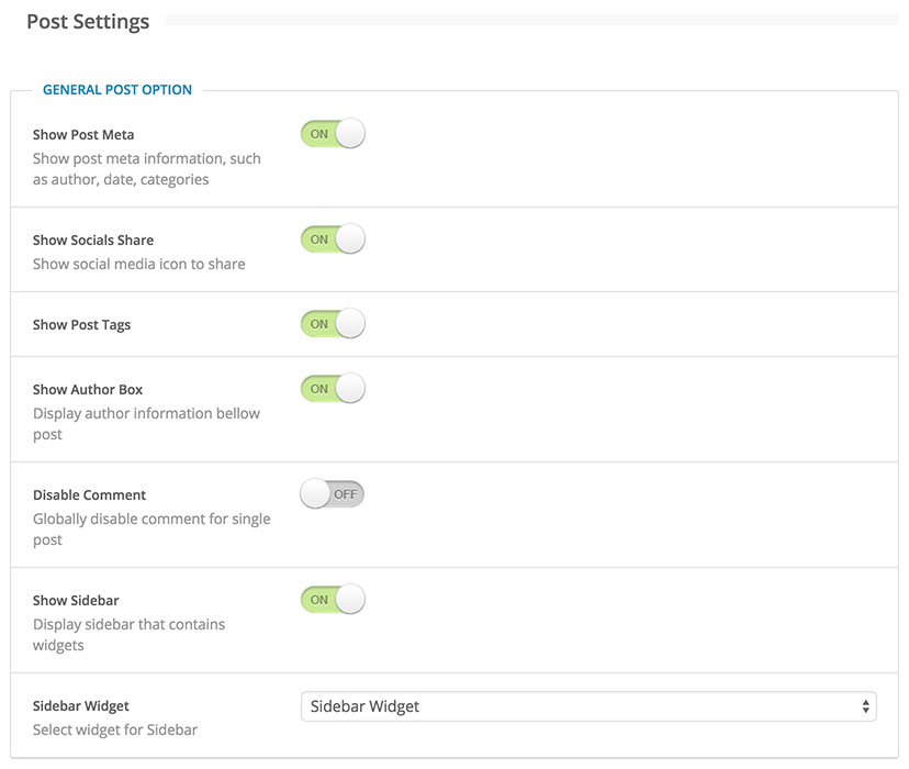 Post Settings – General Post Option