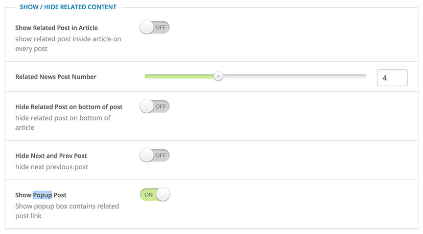 Post Settings – Show/Hide Related Content